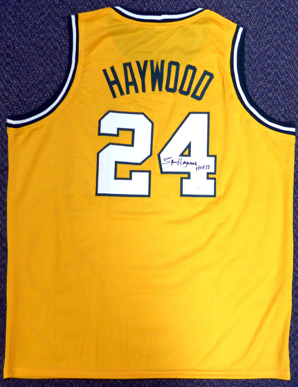 Seattle Sonics Spencer Haywood Autographed Gold Jersey "HOF 15" MCS Holo Stock #104222