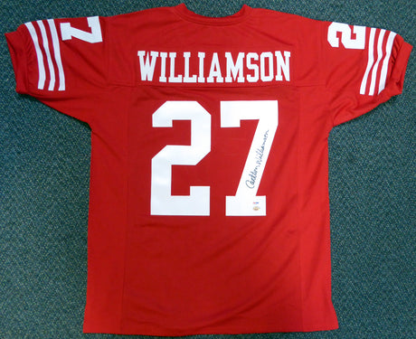 San Francisco 49ers Carlton Williamson Autographed Red Jersey PSA/DNA Stock #104814