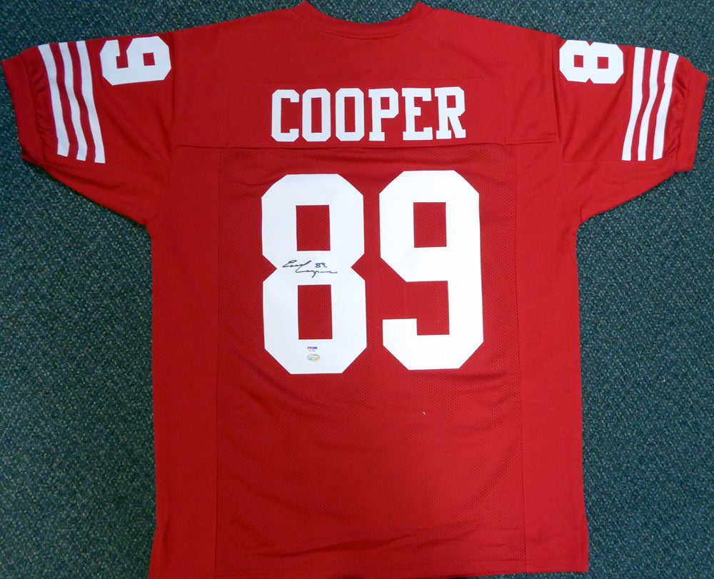 San Francisco 49ers Earl Cooper Autographed Red Jersey PSA/DNA Stock #105034