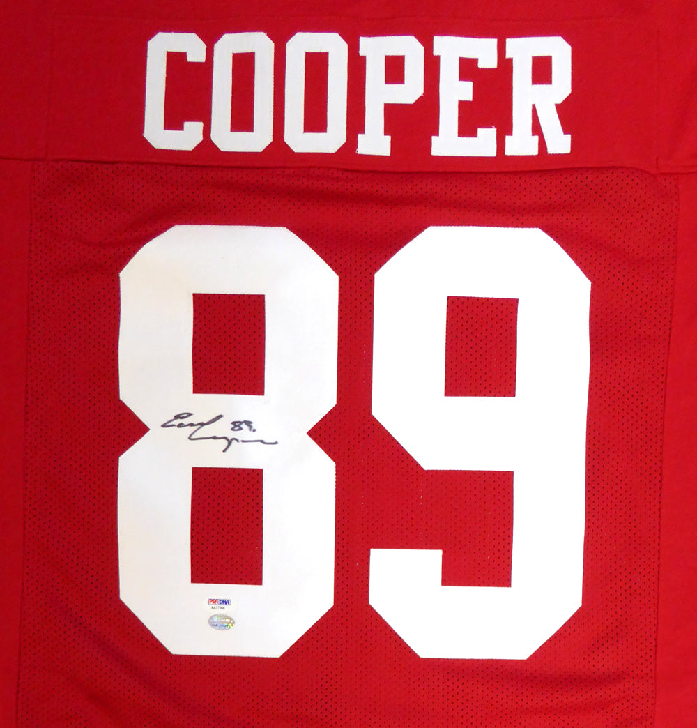 San Francisco 49ers Earl Cooper Autographed Red Jersey PSA/DNA Stock #105034