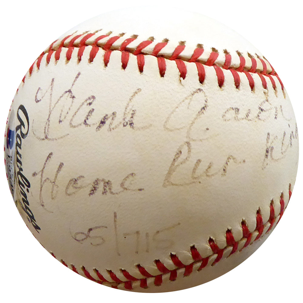 Hank Aaron Autographed Official NL Baseball Atlanta Braves "Home Run King" Beckett BAS #E95405