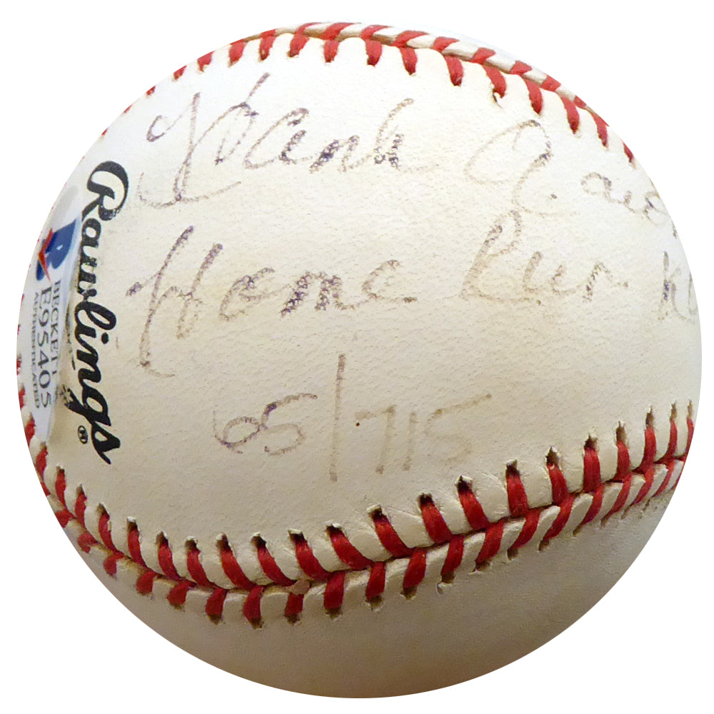 Hank Aaron Autographed Official NL Baseball Atlanta Braves "Home Run King" Beckett BAS #E95405