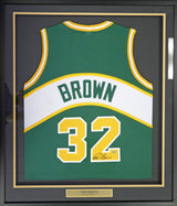 Seattle Sonics "Downtown" Fred Brown Autographed Framed Green Jersey MCS Holo Stock #107766