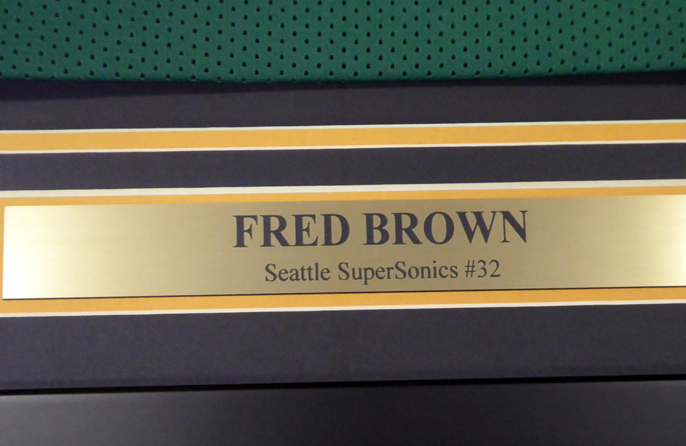 Seattle Sonics "Downtown" Fred Brown Autographed Framed Green Jersey MCS Holo Stock #107766