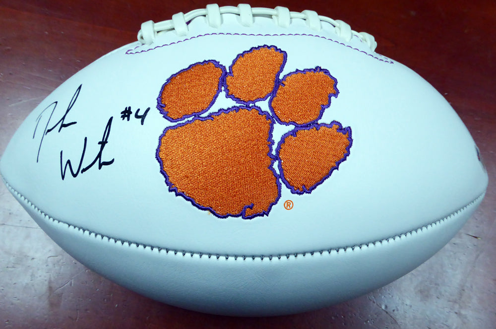 Deshaun Watson Autographed Clemson Tigers White Logo Football Beckett BAS Stock #113698