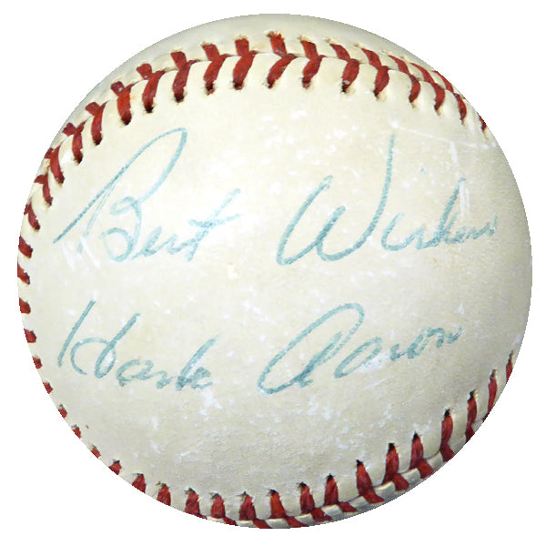 Hank Aaron Autographed Official NL Feeney Baseball Atlanta Braves "Best Wishes" Vintage Playing Days Signature Beckett BAS #B27547