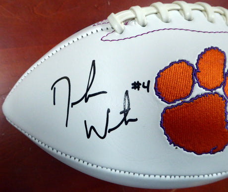 Deshaun Watson Autographed Clemson Tigers White Logo Football Beckett BAS Stock #113698