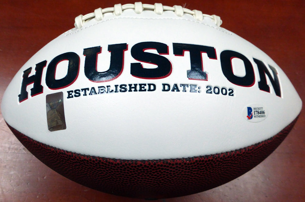 Deshaun Watson Autographed Houston Texans White Logo Football Beckett BAS Stock #122067