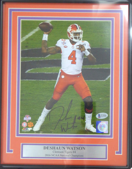 Deshaun Watson Autographed Framed 8x10 Photo Clemson Tigers Beckett BAS Stock #123686