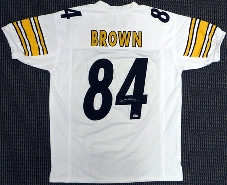 Pittsburgh Steelers Antonio Brown Autographed White Jersey Beckett BAS Stock #126632