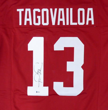 Alabama Crimson Tide Tua Tagovailoa Autographed Framed Red Jersey Beckett BAS Stock #162370