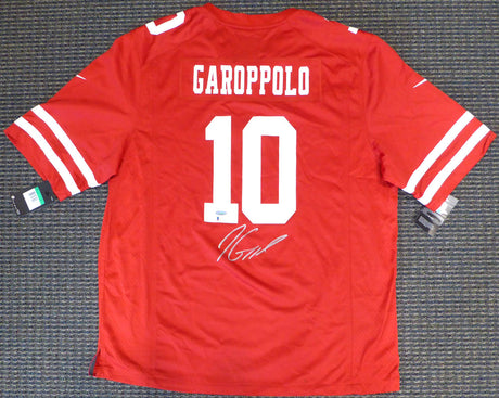 San Francisco 49ers Jimmy Garoppolo Autographed Red Nike Jersey Size XL TriStar & Beckett BAS Stock #133389