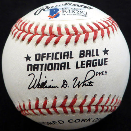 Johnny Klippstein Autographed Official NL Baseball Los Angeles Dodgers, Cincinnati Reds Beckett BAS #E48283