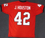 Georgia Bulldogs Justin Houston Autographed Red Jersey Beckett BAS Stock #178092