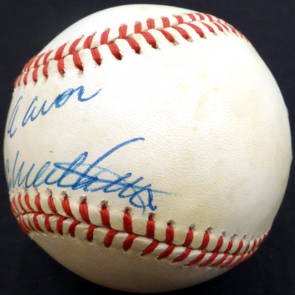 Hank Aaron & Eddie Mathews Autographed Official NL Baseball Milwaukee Braves Beckett BAS #E48613