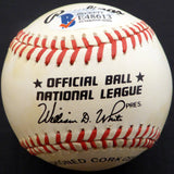 Hank Aaron & Eddie Mathews Autographed Official NL Baseball Milwaukee Braves Beckett BAS #E48613