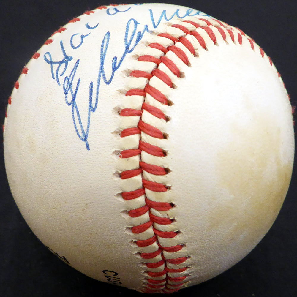 Hank Aaron & Eddie Mathews Autographed Official NL Baseball Milwaukee Braves Beckett BAS #E48613