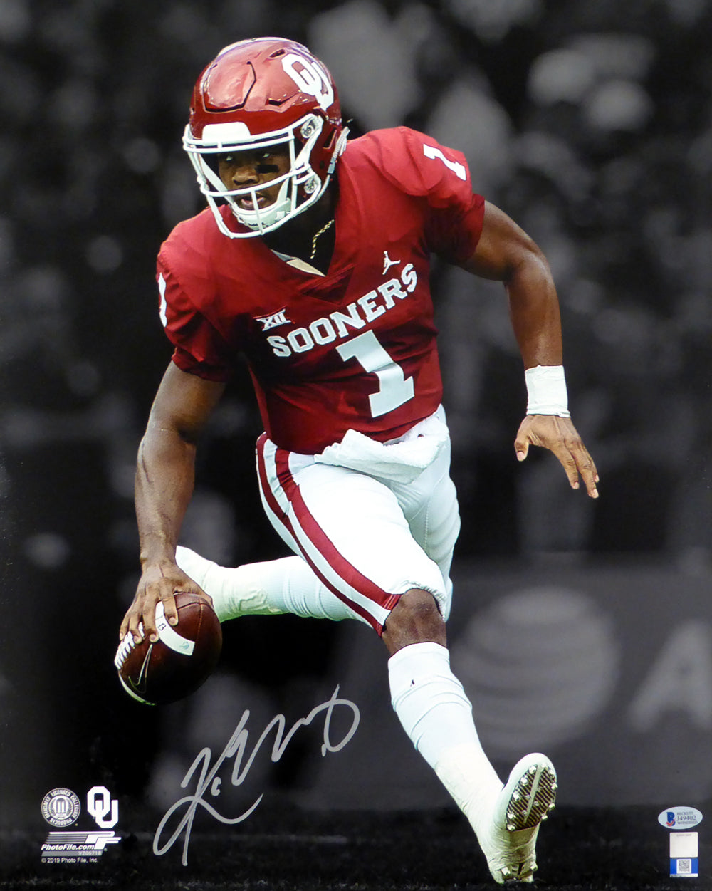 Kyler Murray Autographed 16x20 Photo Oklahoma Sooners Beckett BAS Stock #145898