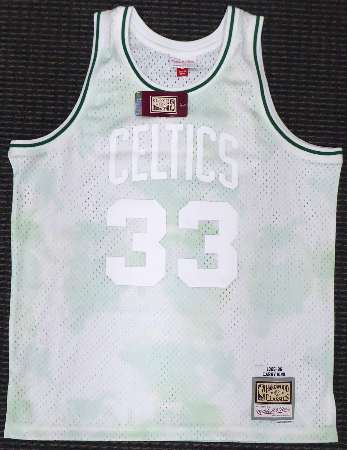 Boston Celtics Larry Bird Autographed Authentic Cloudy Skies Mitchell & Ness Jersey Beckett BAS #WA54261