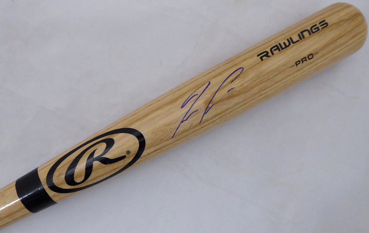 Ronald Acuna Jr. Autographed Blonde Rawlings Baseball Bat Atlanta Braves Beckett BAS Stock #181315