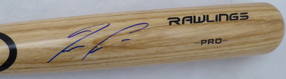 Ronald Acuna Jr. Autographed Blonde Rawlings Baseball Bat Atlanta Braves Beckett BAS Stock #181315