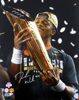 Deshaun Watson Autographed 16x20 Photo Clemson Tigers Holding Trophy Beckett BAS Stock #113719