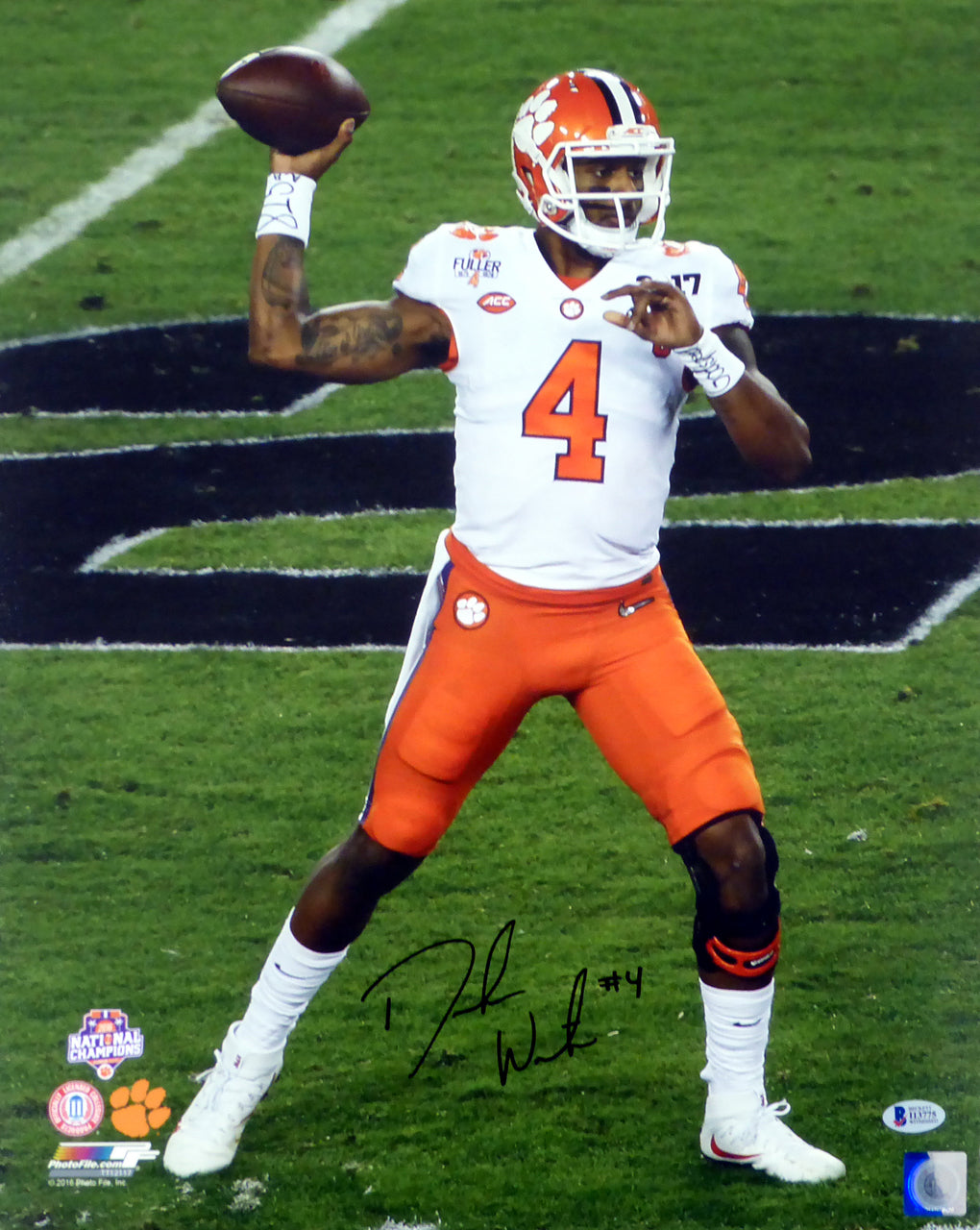 Deshaun Watson Autographed 16x20 Photo Clemson Tigers Beckett BAS Stock #113721