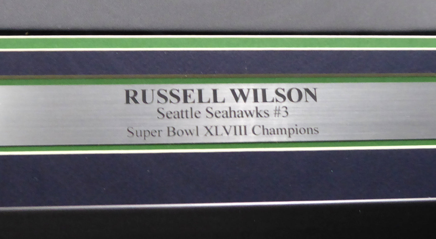 Seattle Seahawks Russell Wilson Autographed Framed Gray Nike Twill Jersey RW Holo Stock #185069