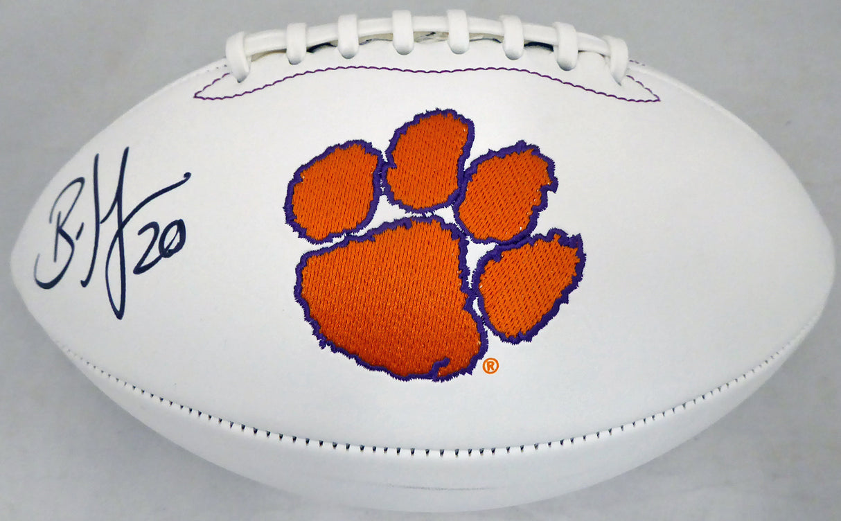 Brian Dawkins Autographed Clemson Tigers White Logo Football Beckett BAS Stock #185115