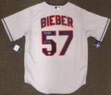 Cleveland Indians Shane Bieber Autographed Gray Nike Jersey Size M "Go Tribe" Beckett BAS Stock #187727