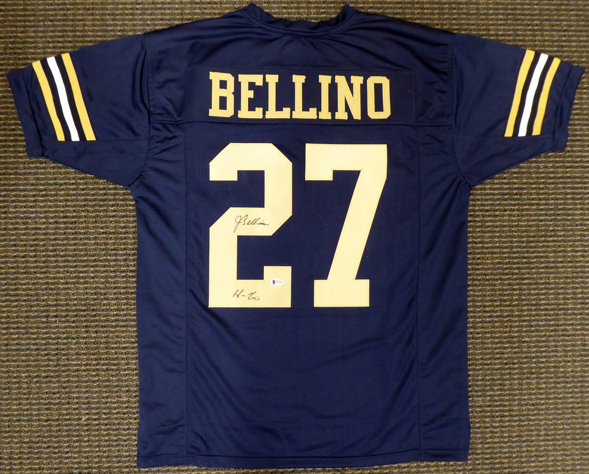 Navy Midshipmen Joe Bellino Autographed Blue Jersey "H-60" Beckett BAS Stock #187730