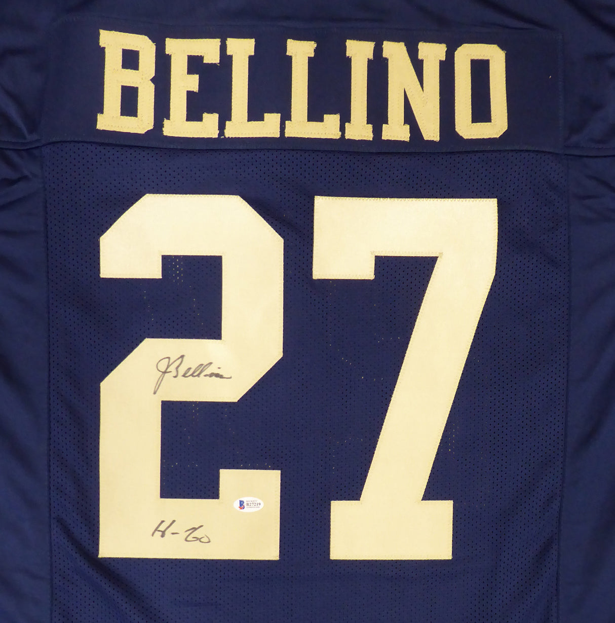 Navy Midshipmen Joe Bellino Autographed Blue Jersey "H-60" Beckett BAS Stock #187730