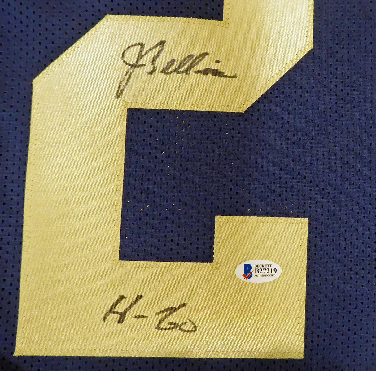 Navy Midshipmen Joe Bellino Autographed Blue Jersey "H-60" Beckett BAS Stock #187730