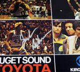 1978-79 NBA Champions Seattle Supersonics Autographed 17x22 Poster Photo With 9 Total Signatures Including Fred Brown & Lenny Wilkens MCS Holo #51044