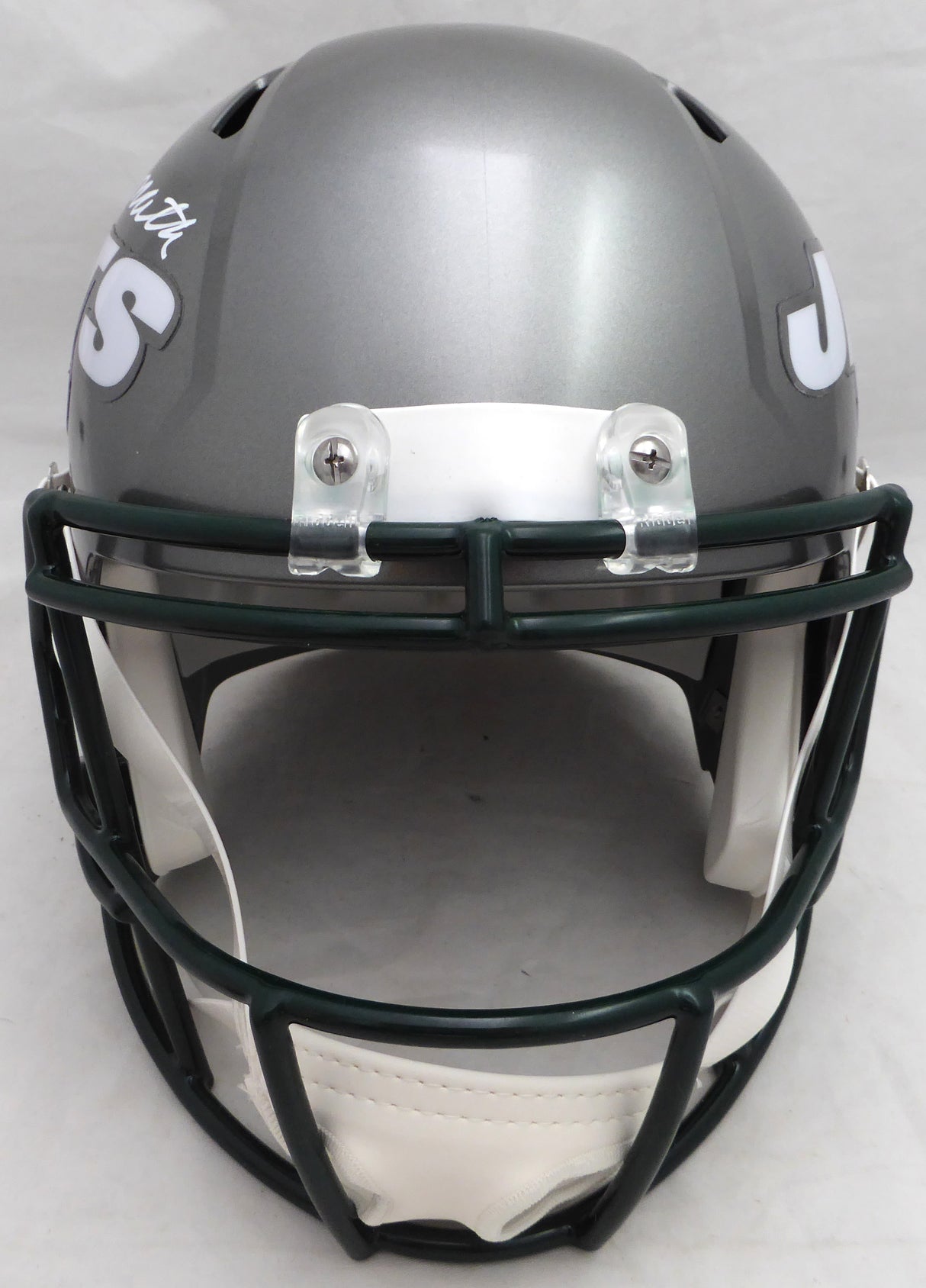 Joe Namath Autographed New York Jets Full Size Flash Speed Replica Helmet (Smudge) Beckett BAS QR #WI75062