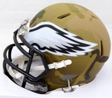 DeVonta Smith Autographed Philadelphia Eagles Camo Speed Mini Helmet (Smudged) Beckett BAS QR #WL17240