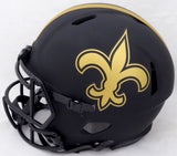 Alvin Kamara Autographed New Orleans Saints Eclipse Black Full Size Authentic Speed Helmet (Light Auto) Beckett BAS QR #WJ58271