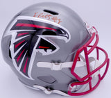 Kyle Pitts Autographed Atlanta Falcons Flash Silver Full Size Replica Speed Helmet (Scuff) Beckett BAS QR #WL43908
