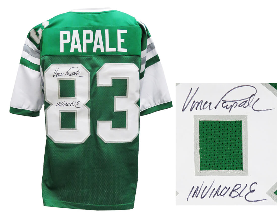 Vince Papale Signed Green Throwback Custom Football Jersey w/Invincible