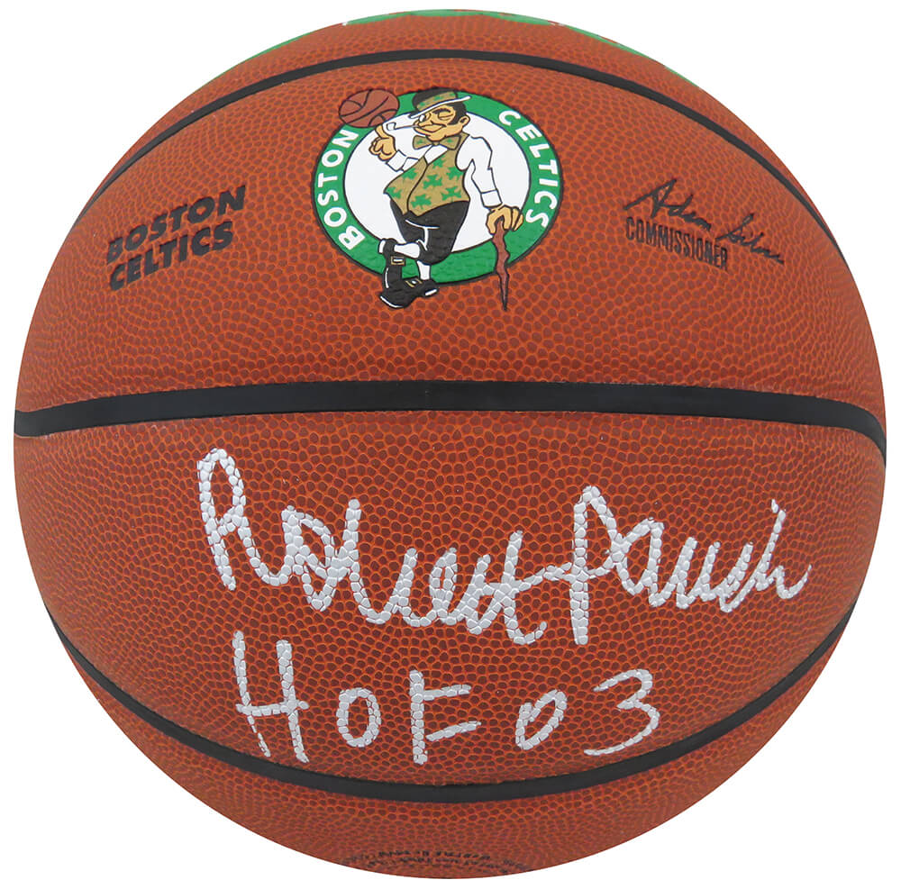 Robert Parish Signed Wilson Boston Celtics Logo NBA Basketball w/HOF'03