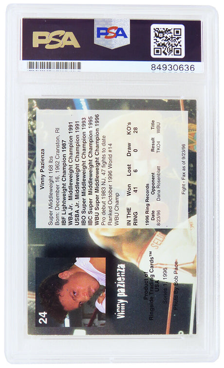 Vinny 'Paz' Pazienza Signed 1996 Ringside Boxing Trading Card #24 - (PSA Encapsulated)