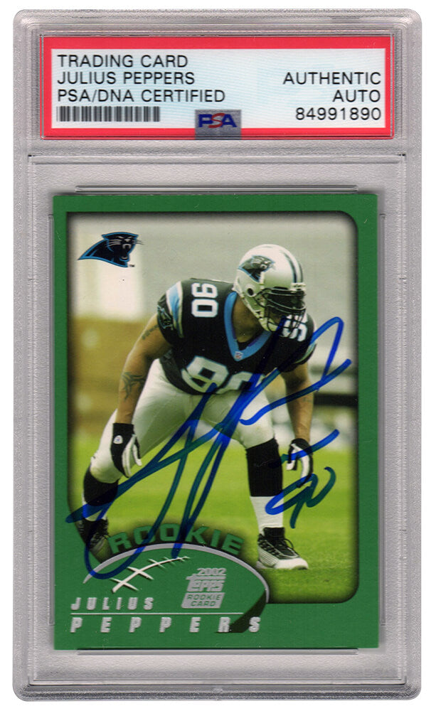 Julius Peppers Signed Carolina Panthers 2002 Topps Football Rookie Card #359 - (PSA Encapsulated)