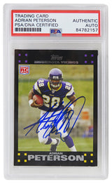 Adrian Peterson Signed Minnesota Vikings 2007 Topps Football Rookie Trading Card #301 (PSA Encapsulated)