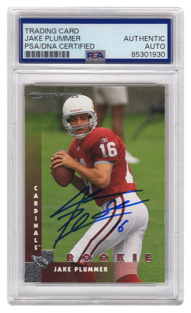 Jake Plummer Signed Arizona Cardinals 1997 Donruss Rookie Football Card #217 w/Snake (PSA Encapsulated)