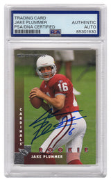 Jake Plummer Signed Arizona Cardinals 1997 Donruss Rookie Football Card #217 w/Snake (PSA Encapsulated)