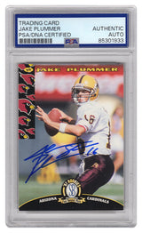 Jake Plummer Signed Arizona Cardinals 1997 SB 2nd Round Pick Rookie Football Card #1 w/Snake (PSA Encapsulated)