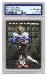 Jake Plummer Signed Arizona State 1997 SB All American Rookie Football Card #94 w/Snake (PSA Encapsulated)