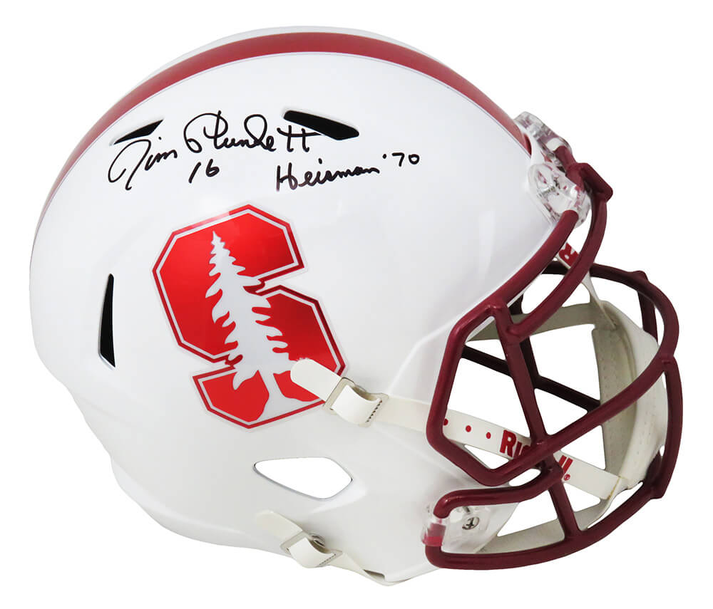 Jim Plunkett Signed Stanford Cardinals Riddell Full Size Speed Replica Helmet w/Heisman'70