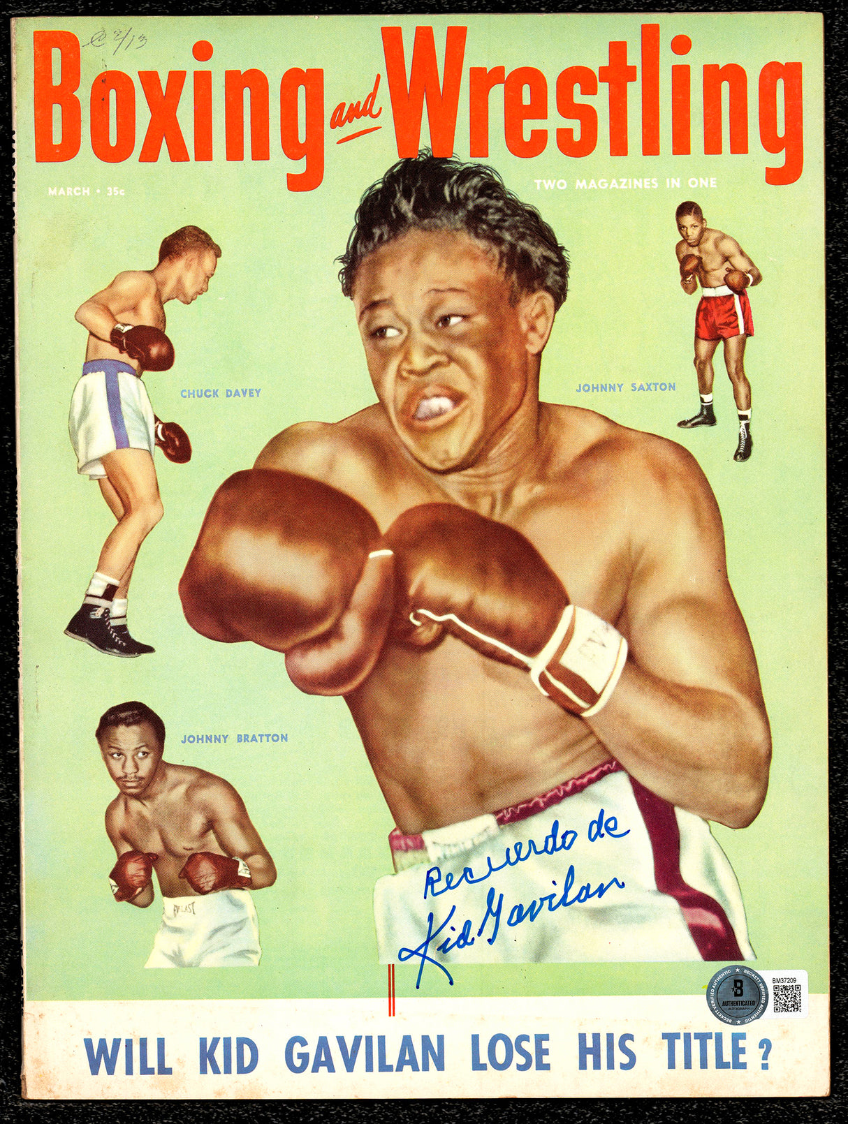 Kid Gavilan Autographed Boxing & Wrestling Magazine Beckett BAS QR #BM37209