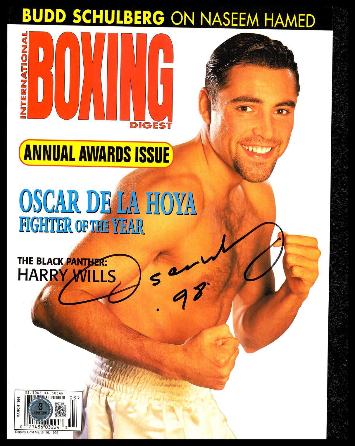 Oscar De La Hoya Autographed Boxing Digest Magazine Beckett BAS QR #BM37215